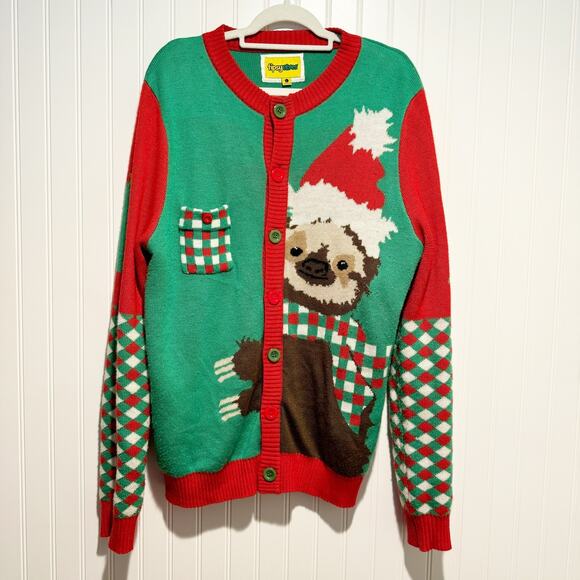 Tipsy Elves Sweaters - Tipsy Elves Christmas Sloth Cardigan Sweater Size Large